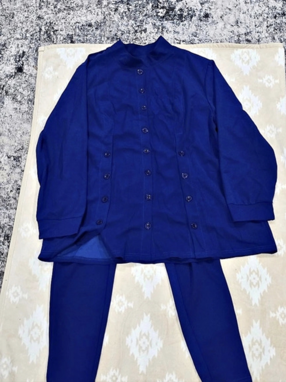 Blue Straight Leg Pants And Jacket set Size 2XL